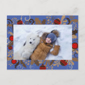 Elegant Blue & Brown Personalized Photo Christmas Briefkaart (Voorkant)
