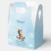 Elegant Blue Brown Teddy Bear Aviator Baby Shower  Bedankdoosjes (Geopend)