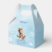 Elegant Blue Brown Teddy Bear Aviator Baby Shower  Bedankdoosjes (Voorkant Zijde)