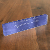 Elegant Blue Brushed Metal Folie Handwriting Naambordje (Zijkant)