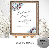 Elegant Blue Burgundy Red Weddenschap Welkomstbord Poster