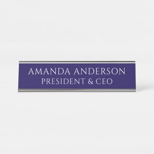 Elegant Blue Business Title Name Plate Bureau Naambordje (Voorkant)