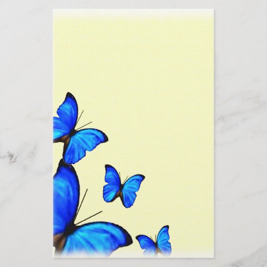 Elegant Blue Butterflies Personal Stationery Briefpapier (Voorkant)
