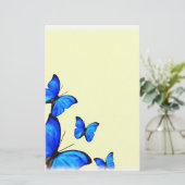 Elegant Blue Butterflies Personal Stationery Briefpapier (Staand voorkant)
