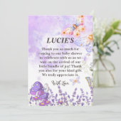 Elegant Blue Butterfly Baby shower Dank u kaart (Staand voorkant)