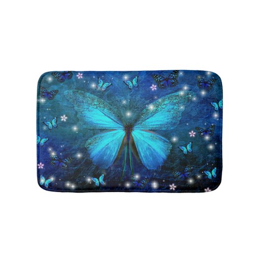 Elegant Blue Butterfly Badmat (Voorkant)