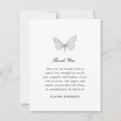 Elegant Blue Butterfly Begrafenisfoto Dank u Bedankkaart (Voorkant)