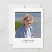 Elegant Blue Butterfly Begrafenisfoto Dank u Bedankkaart (Achterkant)