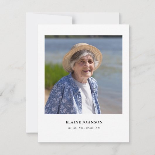 Elegant Blue Butterfly Begrafenisfoto Dank u Bedankkaart (Achterkant)