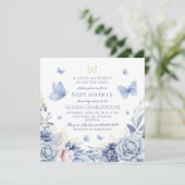 Elegant Blue Butterfly Boy Baby shower Kaart (Staand voorkant)