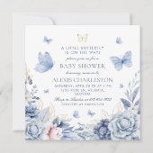 Elegant Blue Butterfly Boy Baby shower Kaart (Voorkant)