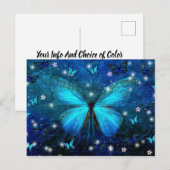 Elegant Blue Butterfly Briefkaart (Voorkant / Achterkant)