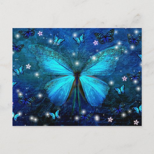 Elegant Blue Butterfly Briefkaart (Voorkant)