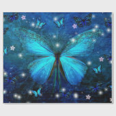 Elegant Blue Butterfly Cadeaupapier (Vlak)
