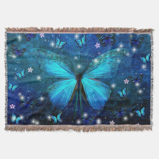 Elegant Blue Butterfly Deken (Voorkant)