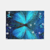 Elegant Blue Butterfly Fleece Deken (Voorkant (Horizontaal))