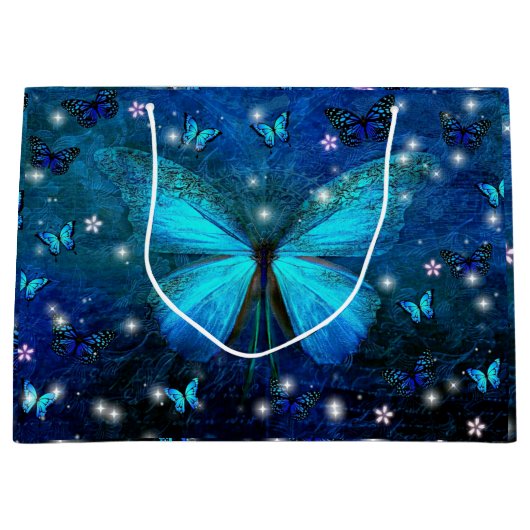 Elegant Blue Butterfly Groot Cadeauzakje (Voorkant)