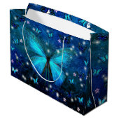 Elegant Blue Butterfly Groot Cadeauzakje (Achterkant Gekanteld)