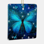 Elegant Blue Butterfly Keramisch Ornament (Rechts)