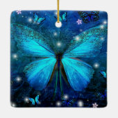 Elegant Blue Butterfly Keramisch Ornament (Achterkant)
