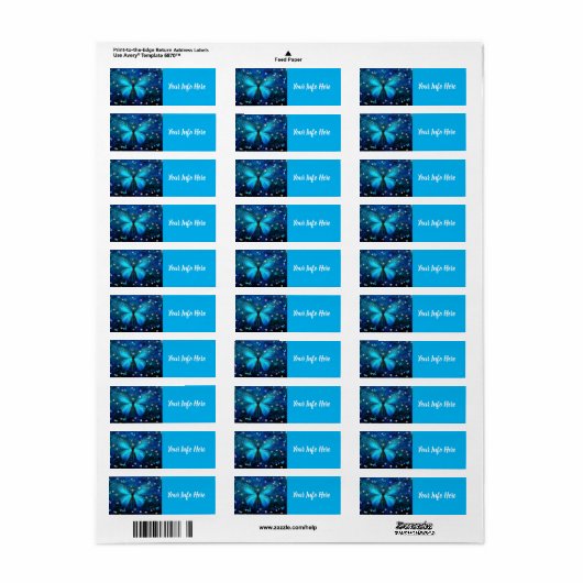 Elegant Blue Butterfly Label (Full Sheet)