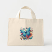 Elegant Blue Butterfly Mini Tote Bag (Voorkant)