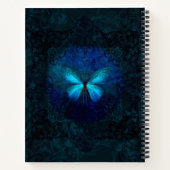 Elegant Blue Butterfly Name and Initiaal Sjabloon Notitieboek (Achterkant)
