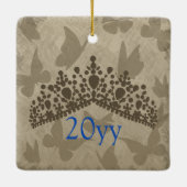 Elegant Blue Butterfly Quinceanera-kerstfoto Keramisch Ornament (Achterkant)