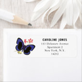 Elegant Blue Butterfly  retouradres Etiket (Insitu)