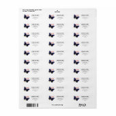 Elegant Blue Butterfly  retouradres Etiket (Full Sheet)