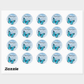 Elegant Blue Butterfly Ronde Sticker (Vel)