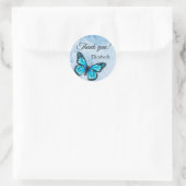 Elegant Blue Butterfly Ronde Sticker (Tas)