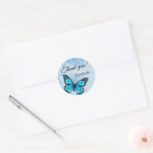 Elegant Blue Butterfly Ronde Sticker (Envelop)