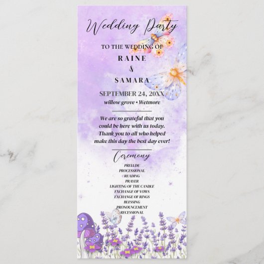 Elegant Blue Butterfly Rustic Waterverf Wedding Menu (Voorkant)