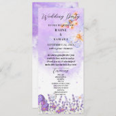 Elegant Blue Butterfly Rustic Waterverf Wedding Menu (Voorkant / Achterkant)