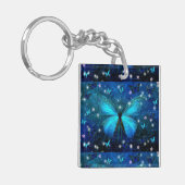 Elegant Blue Butterfly Sleutelhanger (Voorkant Links)