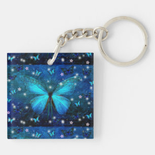 Elegant Blue Butterfly Sleutelhanger