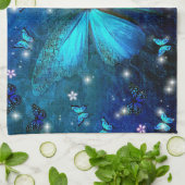 Elegant Blue Butterfly Theedoek (Gevouwen)