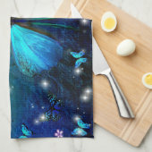 Elegant Blue Butterfly Theedoek (Quarter Fold)