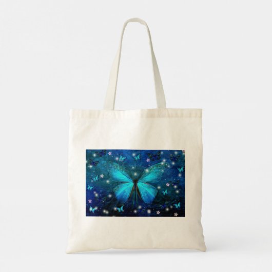 Elegant Blue Butterfly Tote Bag (Achterkant)