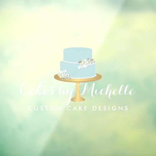 Elegant Blue Cake Bakery Transparant Window Cling Raamsticker (Vel 3)