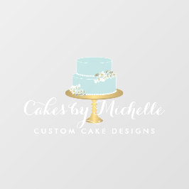 Elegant Blue Cake Bakery Transparant Window Cling Raamsticker