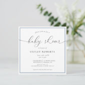 Elegant Blue Calligraphy Baby shower Invitation Kaart (Staand voorkant)