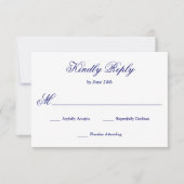 Elegant Blue Calligraphy RSVP Kaartje (Voorkant)