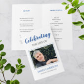 Elegant Blue Celebration of Life Memorial Programm Flyer