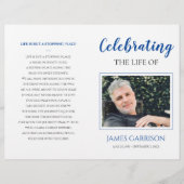 Elegant Blue Celebration of Life Memorial Programm Flyer (Voorkant)