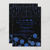 Elegant Blue Chains Birthday Party Invite Kaart (Voorkant / Achterkant)