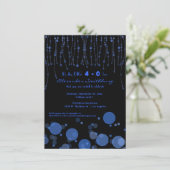 Elegant Blue Chains Birthday Party Invite Kaart (Staand voorkant)