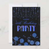 Elegant Blue Chains Birthday Party Invite Kaart (Achterkant)