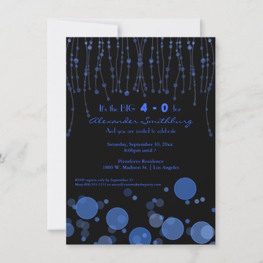 Elegant Blue Chains Birthday Party Invite Kaart (Voorkant)
